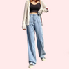 Women&#39;s Stylish High Waist Wide Leg Straight Jeans