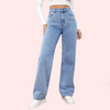 Women&#39;s Fashionable Washed High Waist Straight Jeans