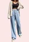 Women&#39;s Stylish High Waist Wide Leg Straight Jeans