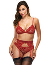 Women’s Red Lace Bralette &amp; Garter Set